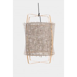 Κρεμαστό Φωτιστικό Μονόφωτο Από Bamboo Και Χαρτί Handmade Φ48,5cm 1xE27 - Z22 blonde - paper grey cover - Ay illuminate