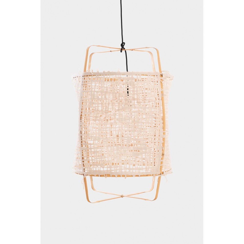 Κρεμαστό Φωτιστικό Μονόφωτο Από Bamboo Και Χαρτί Handmade Φ48,5cm 1xE27 - Z22 blonde - paper natural cover - Ay illuminate