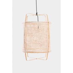 Κρεμαστό Φωτιστικό Μονόφωτο Από Bamboo Και Χαρτί Handmade Φ48,5cm 1xE27 - Z22 blonde - paper natural cover - Ay illuminate