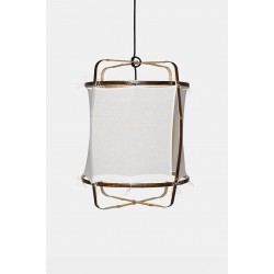 Κρεμαστό Φωτιστικό Μονόφωτο Από Bamboo Και Βαμβακερό Ύφασμα Handmade Φ42cm 1xE27 - Z5 black cotton cover - Ay illuminate