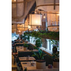 Κρεμαστό Φωτιστικό Μονόφωτο Από Bamboo Και Βαμβακερό Ύφασμα Handmade Φ42cm 1xE27 - Z5 black cotton cover - Ay illuminate