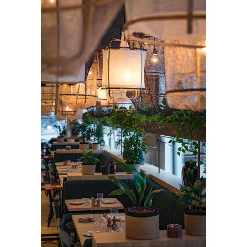 Κρεμαστό Φωτιστικό Μονόφωτο Από Bamboo Και Βαμβακερό Ύφασμα Handmade Φ42cm 1xE27 - Z5 black cotton cover - Ay illuminate