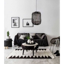 Κρεμαστό Φωτιστικό Μονόφωτο Από Bamboo Και Σιζάλ Handmade Φ42cm 1xE27 - Z5 black sisal net black - Ay illuminate