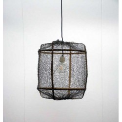 Κρεμαστό Φωτιστικό Μονόφωτο Από Bamboo Και Σιζάλ Handmade Φ41cm 1xE27 - Z5 black sisal net grey - Ay illuminate