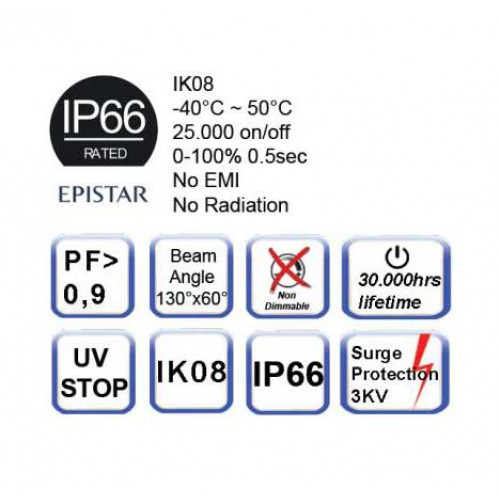 Φωτιστικό Δρόμου SMD LED 100W και Driver AC 100-240V IP66 - Universe