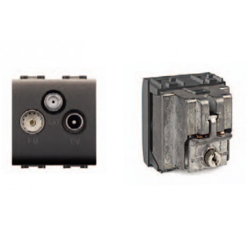 Πρίζα TV-FM-SAT Τερματική 2ΣΤ 1db Μαύρη - ELETTROCANALI