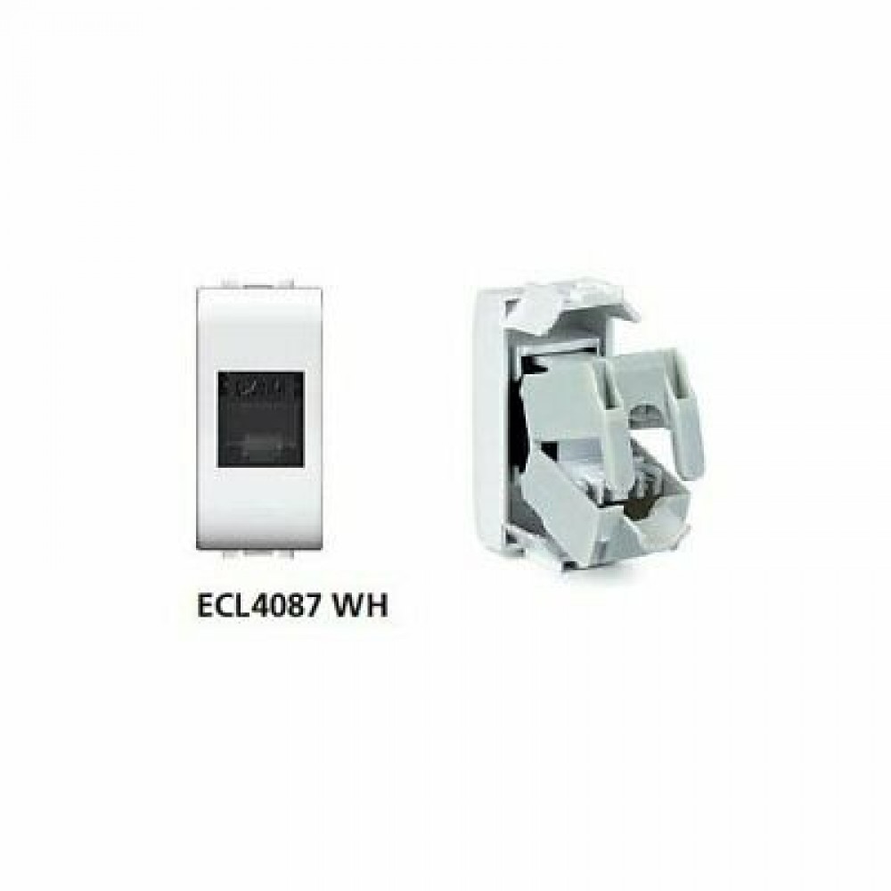 Πρίζα Δικτύου RJ45 CAT6 / UTP 1ΣΤ Λευκή - ELETTROCANALI