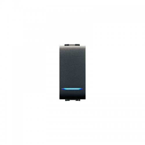 Μπουτόν Φωτιζόμενο 1ΣΤ 1P 16A 250VAC IP20 Χωρίς Λάμπα -  Μαύρο - ELETTROCANALI