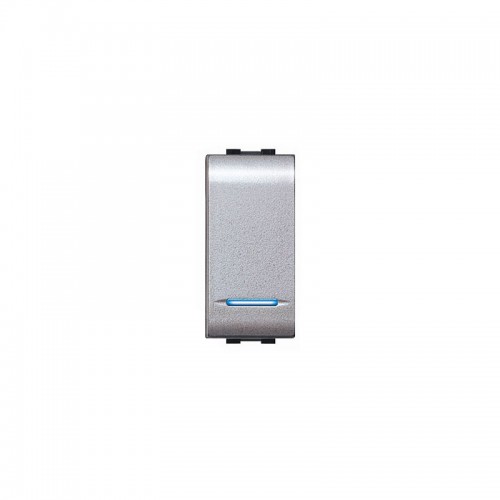 Μπουτόν Φωτιζόμενο 1ΣΤ 1P 16A 250VAC IP20 Χωρίς Λάμπα - Ασημί - ELETTROCANALI