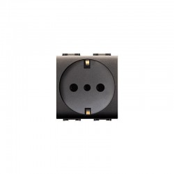 Πρίζα Σούκο Unel Ασφαλείας 2ΣΤ 2P 16A 250VAC IP20 Μαύρο - ELETTROCANALI