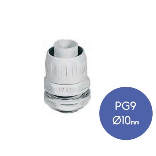 Ρακόρ Για Σωλήνα Σπιράλ Σειρά GX - Γκρι IP65 Φ10mm PG9 - Elettrocanali