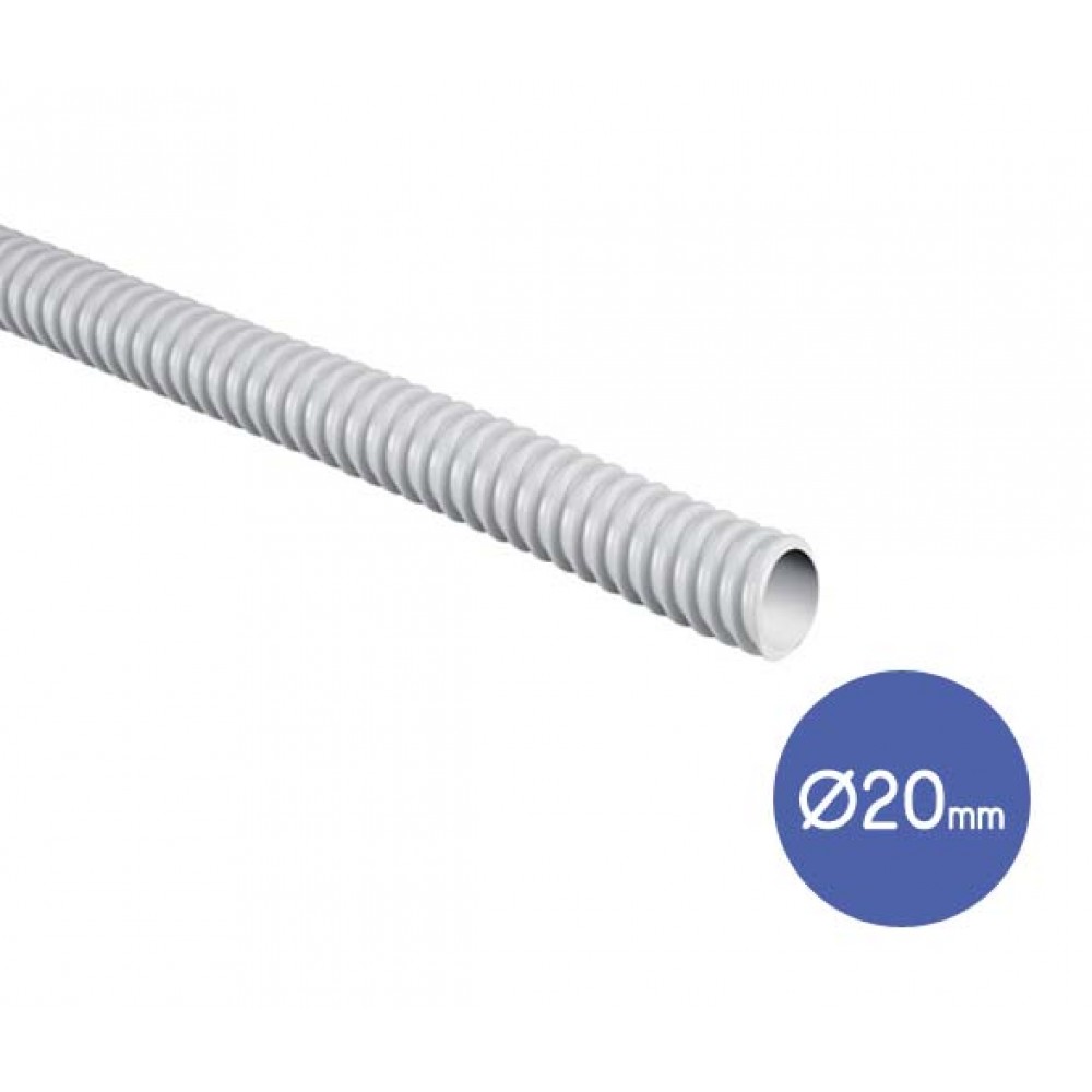 Σωλήνα Σπιράλ Ενισχυμένη Τύπου Flex, Γκρι Κουλούρα 30m, Φ20mm - Elettrocanali