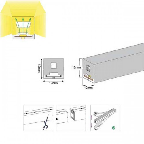 5 Μέτρα LED Ταινία NEON CUBE FLEX SHORT PITCH 13W 24V 220° IP65 DIMMABLE - UNIVERSE