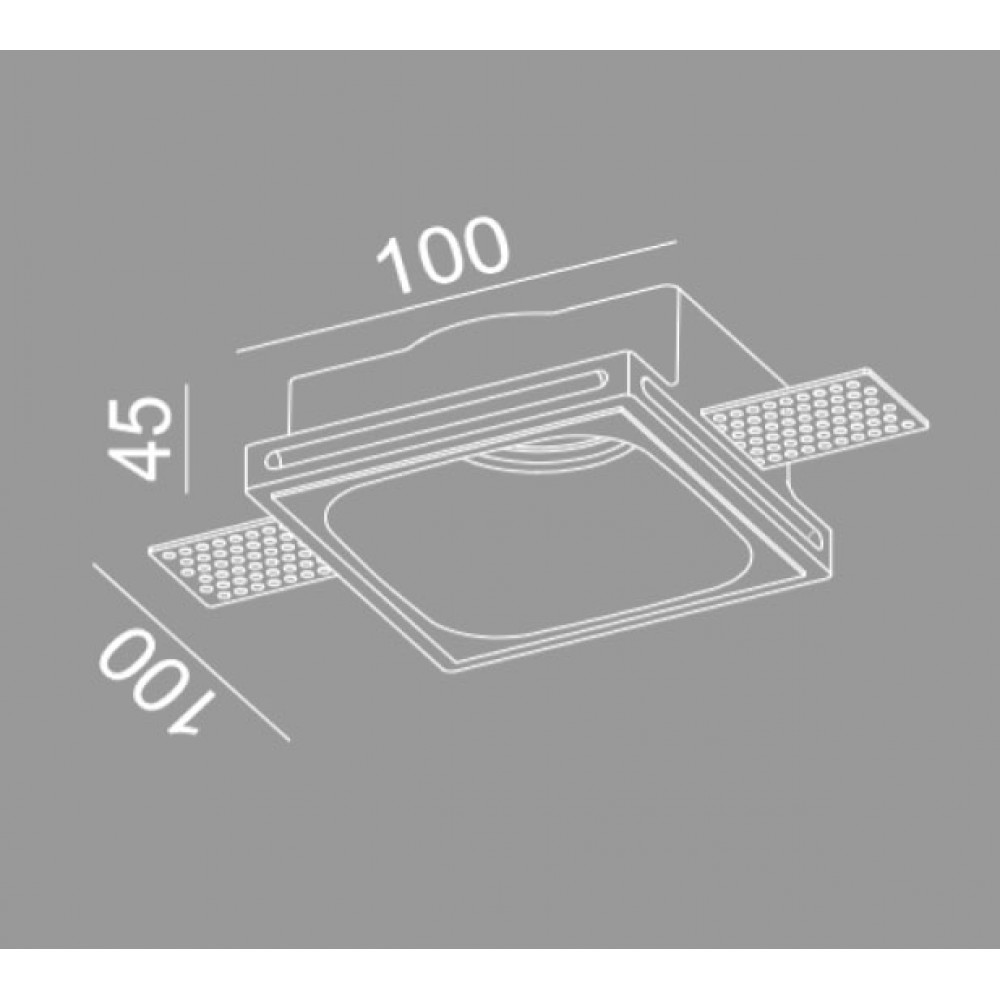 Γύψινο Χωνευτό Σποτ Οροφής Τετράγωνο 100x100mm 1x GU10 max 50W D665 - UNIVERSE