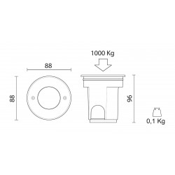 LED Χωνευτό Φωτιστικό Εξωτερικού Χώρου Inox 1.5W IP68 Μπλε 24V NAUTO - IVELA
