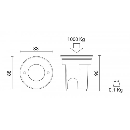 LED Χωνευτό Φωτιστικό Εξωτερικού Χώρου Inox 1.5W IP68 Μπλε 24V NAUTO - IVELA
