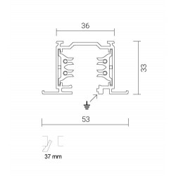 Τριφασική Ράγα Φωτισμού Χωνευτή Τετράγωνη Μαύρη -  1 Μέτρο IVELA