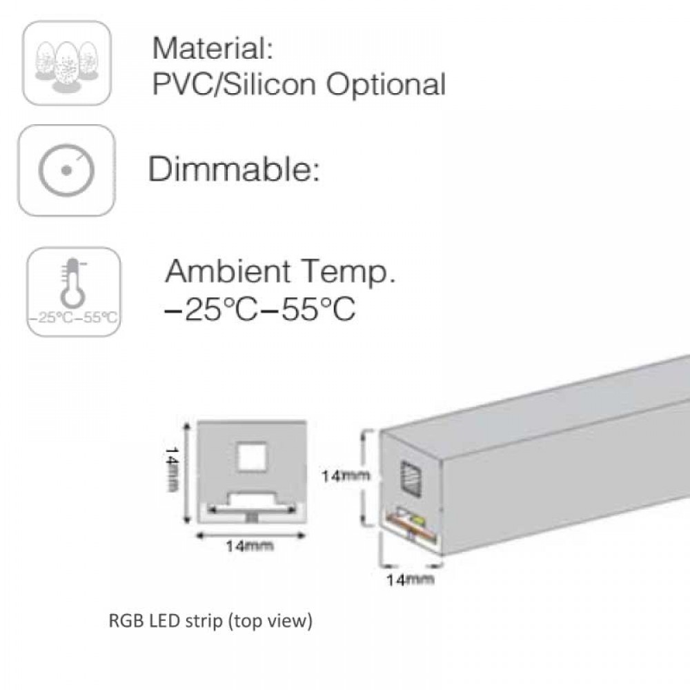 5 Μέτρα LED Ταινία CUBE NEON FLEX 22W RGB 24V 220° IP65 DIMMABLE UNIVERSE