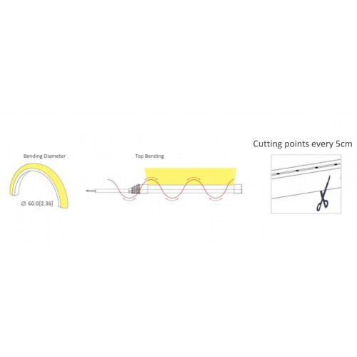 5 Μέτρα - MINI CUBE NEON FLEX LED TAINIA 10W 24V 220° IP65 DIMMABLE UNIVERSE