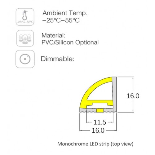 5 Μέτρα - CORNER NEON FLEX LED TAINIA 11W 24V 1000lm 220° IP65 DIMMABLE UNIVERSE