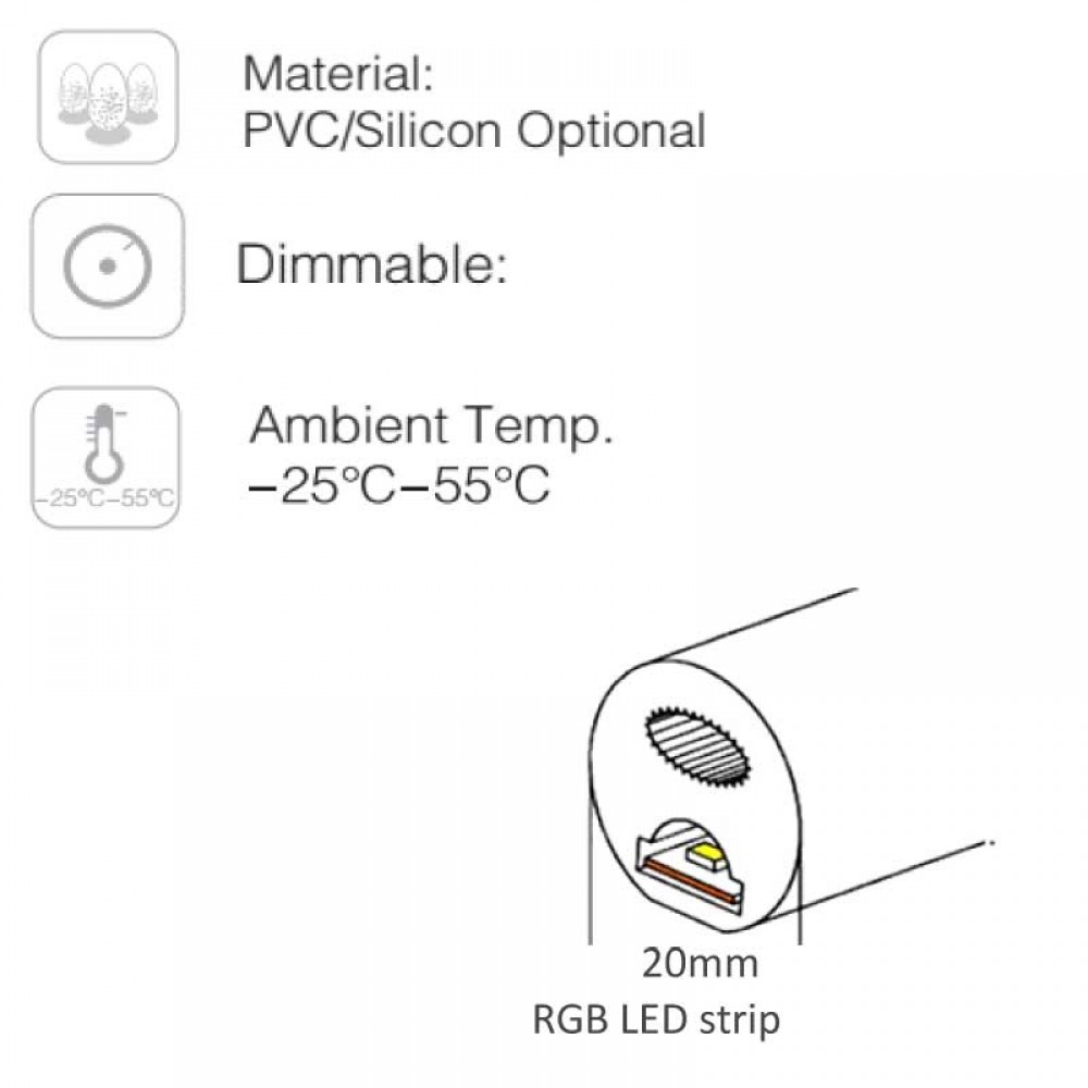ROUND NEON FLEX LED ΤΑΙΝΙΑ 10W RGB 220-240V 330° IP65 DIMMABLE UNIVERSE
