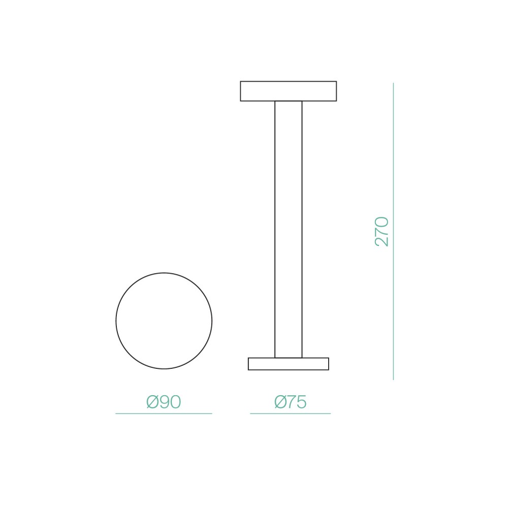 LED Ασύρματο Επαναφορτιζόμενο Φορητό Φωτιστικό Σκούρο Γκρι 2.5W IP65 ZEN - LOGICA