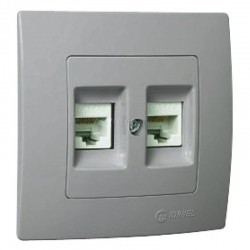 Χωνευτή Πρίζα TF Διπλή RJ11 Lillium Σε Ασημί Ματ Χρώμα Makel