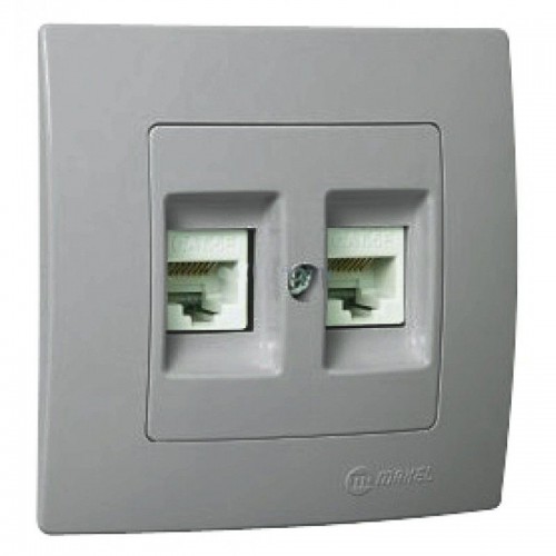 Χωνευτή Πρίζα TF Διπλή RJ11 Lillium Σε Ασημί Ματ Χρώμα Makel