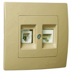 Χωνευτή Πρίζα TF Διπλή RJ11 Lillium Σε Χρυσό Ματ Χρώμα Makel