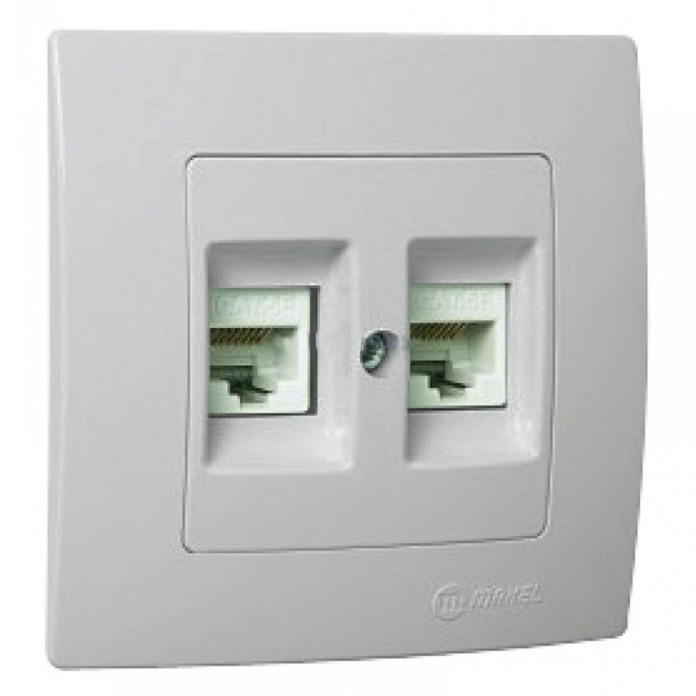 Χωνευτή Πρίζα TF Διπλή RJ11 Lillium Σε Περλέ Ματ Χρώμα Makel