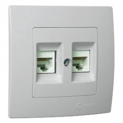 Χωνευτή Πρίζα TF Διπλή RJ11 Lillium Σε Περλέ Ματ Χρώμα Makel