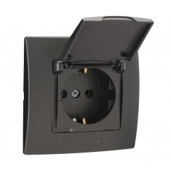 Χωνευτή Πρίζα Σούκο Βακελίτου Με Καπάκι Lillium Σε Ανθρακί Ματ Χρώμα Makel