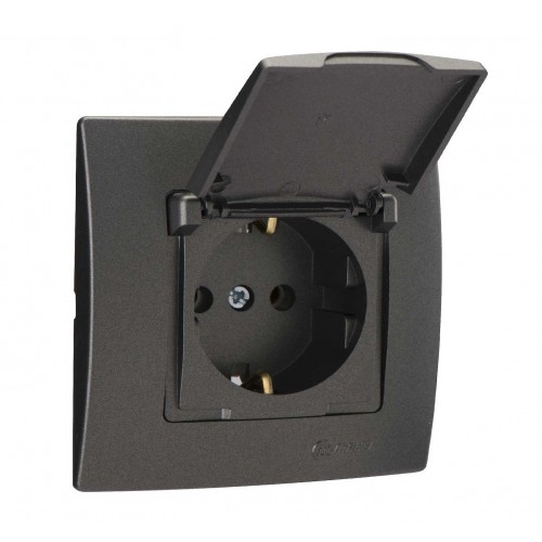 Χωνευτή Πρίζα Σούκο Βακελίτου Με Καπάκι Lillium Σε Ανθρακί Ματ Χρώμα Makel