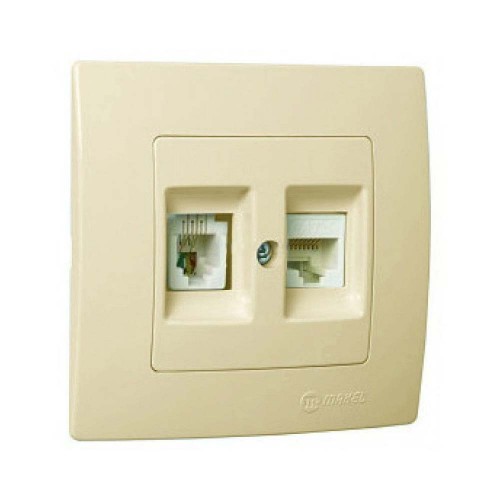 Πρίζα Τηλεφώνου - Δικτύου RJ11+RJ45 CAT6 Διπλή Lillium Σε Διάφορα Χρώματα - Makel