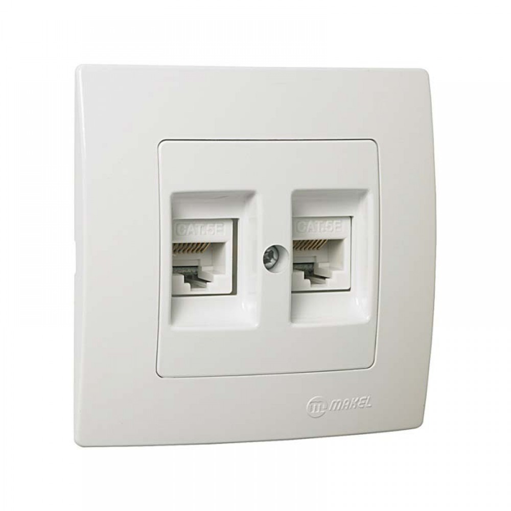 Χωνευτή Δικτύου RJ45 CAT6 Διπλή Lillium Σε Διάφορα Χρώματα - Makel