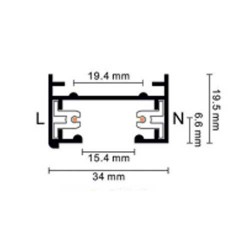 Τετράγωνη μονοφασική ράγα ‐ δύο καλωδίων Μαύρη 2m - UNIVERSE