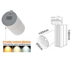 Σποτ ράγας 30W LED COB με τριφασικό αντάπτορα CCT tunable - Λευκό - UNIVERSE