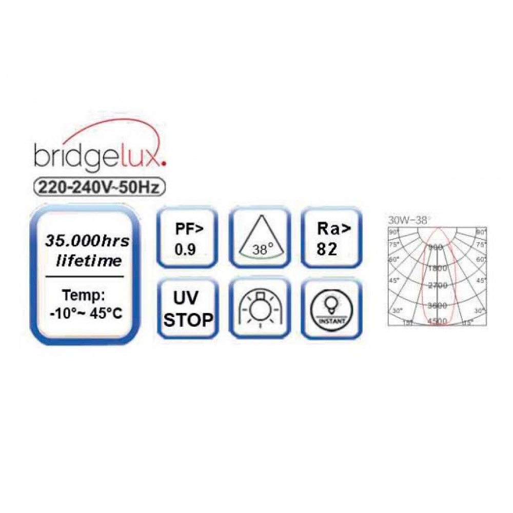 Σποτ ράγας 30W LED COB με τριφασικό αντάπτορα CCT tunable - Μαύρο - UNIVERSE