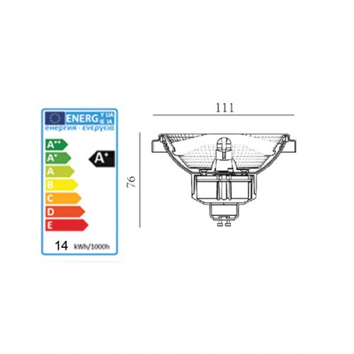 Λάμπα ES111 GU10 LED 14W 230V 24° DIMMABLE 3000K Θερμό λευκό - Universe