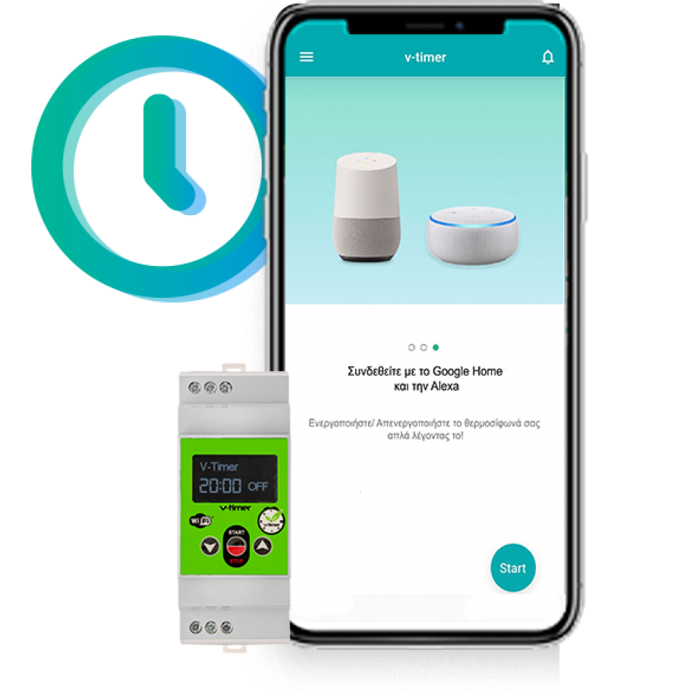 Ψηφιακός Χρονοδιακόπτης Ράγας Αντίστροφης Μέτρησης Θερμοσίφωνα με Ρελέ V-Timer v3 Smart Wifi v.3