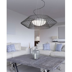 Κρεμαστό Φωτιστικό Πολύφωτο Μεταλλικό Με Οπάλ Γυαλί ø65cm 3xE27 max 40W - Zambelis Lights