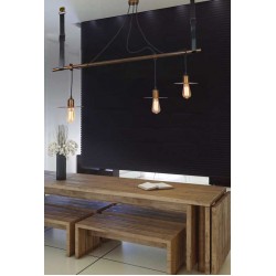 Vintage Κρεμαστό Φωτιστικό Τρίφωτο Με Κόκκινη Οξείδωση με Δερμάτινες Ζώνες 3xE27 - ZAMBELIS LIGHTS