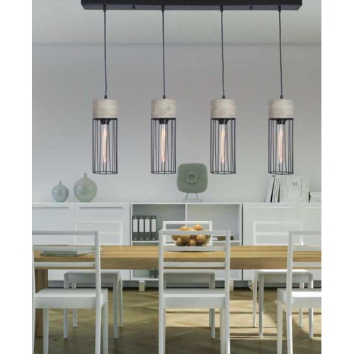 Κρεμαστό Φωτιστικό Πολύφωτο Από Τσιμέντο σε Ράγα 4xE27 - ZAMBELIS LIGHTS