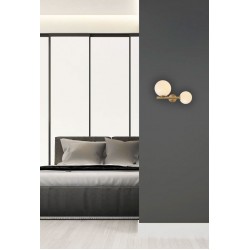 Απλίκα Δίφωτη Μεταλλική Σε Χρυσό Ματ Με Οπάλ Γυαλί 2xE14 max 15W led - Zambelis Lights