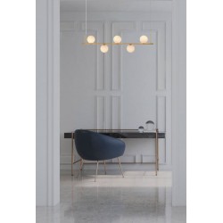 Κρεμαστό Μεταλλικό Φωτιστικό Σε Χρυσό Ματ  Με Οπάλ Γυαλί 5xE14 max 15W led - Zambelis Lights