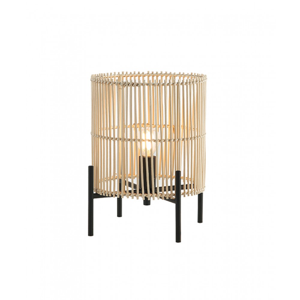 Επιτραπέζιο Φωτιστικό Μαύρο Και Φυσικό Ρατάν 1xE14 - ZAMBELIS LIGHTS