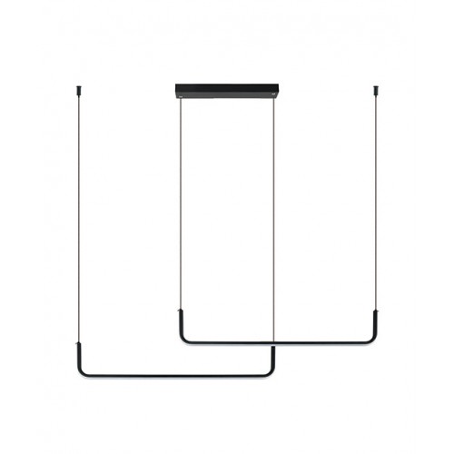 LED Κρεμαστό Φωτιστικό Δίφωτο Από Αλουμίνιο Μαύρο 40W - Zambelis Lights