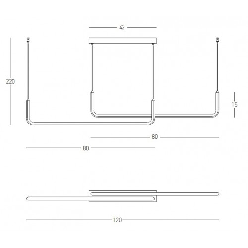 LED Κρεμαστό Φωτιστικό Δίφωτο Από Αλουμίνιο Μαύρο 40W - Zambelis Lights