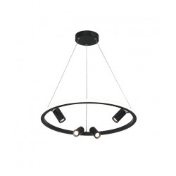 LED Κρεμαστό Πολύφωτο Φωτιστικό με Led Δαχτυλίδι και Τέσσερα Κινούμενα Σποτ 27W + 4x5W - Zambelis Lights