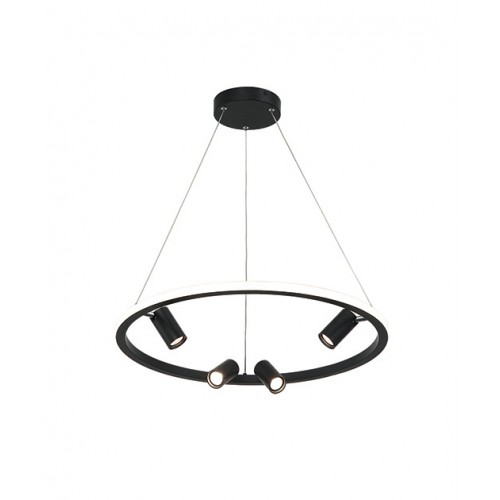 LED Κρεμαστό Πολύφωτο Φωτιστικό με Led Δαχτυλίδι και Τέσσερα Κινούμενα Σποτ 27W + 4x5W - Zambelis Lights